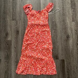 Lulus Red Floral Tank Dress (S)
